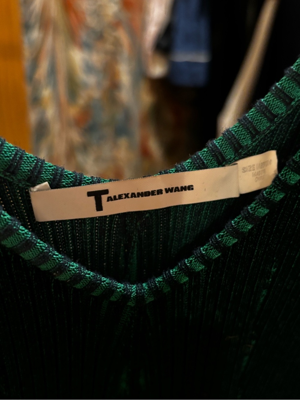 T Alexander Wang Dark Green Ribbed V‑Neck Maxi Dress - Picture 2 of 7